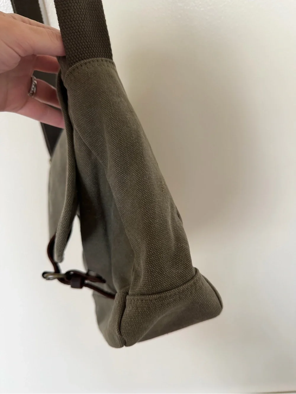 TOPWOLF Faded Olive Green Canvas Satchel Messenger Crossbody Bag
